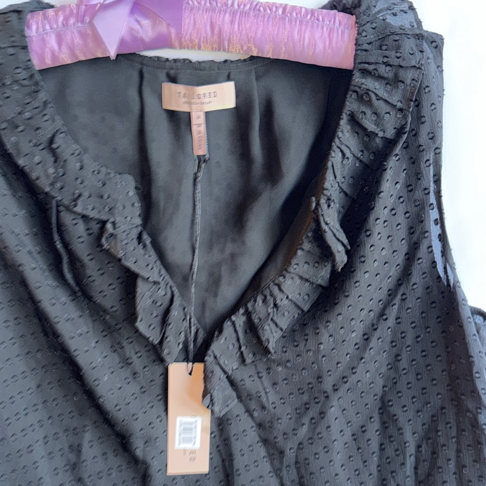 Rebecca Taylor Black Ruffle Blouse